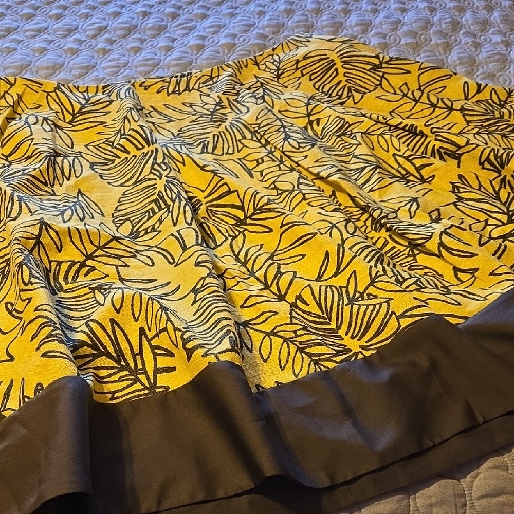 Lane Bryant Yellow and Brown Patterned Linen  Skirt